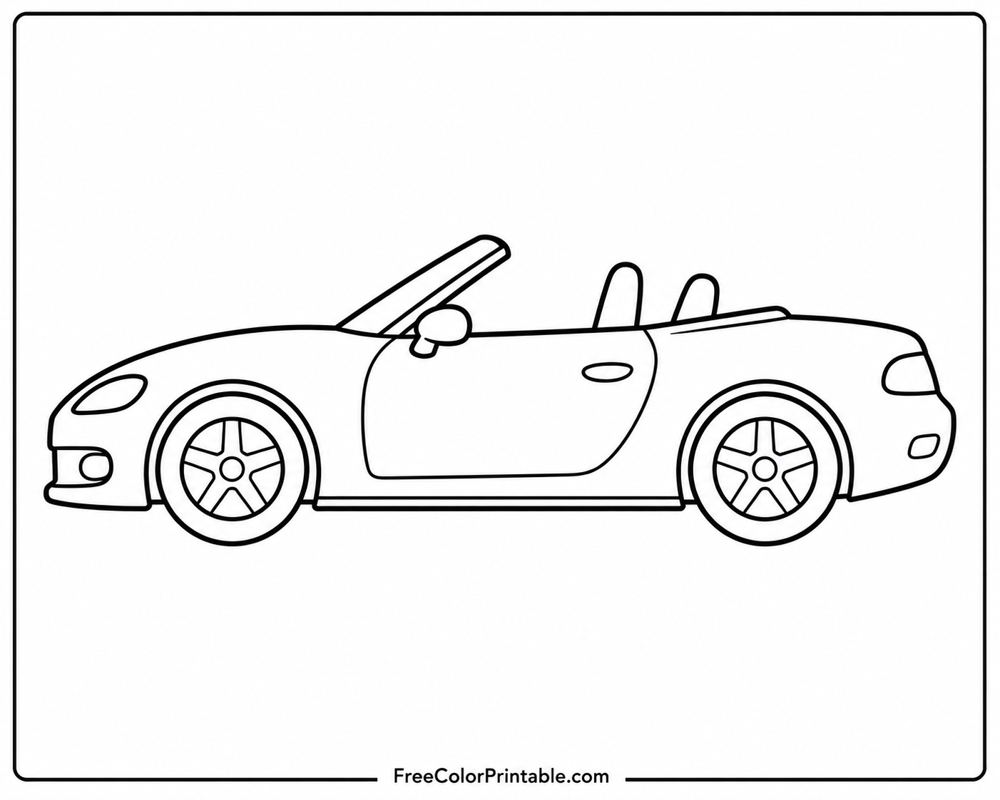 Convertible sports car outline template Coloring Page — Free Printable — free printable coloring page
